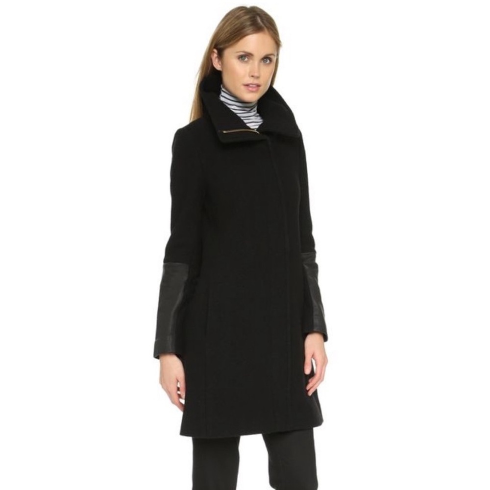 • Club Monaco • Women’s Wayland Wool & Leather Coat Black XS
